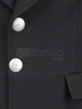 un cool manteau plein longueur steampunk pour hommes noir boutonné en chiffon de jazz