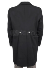 un cool manteau plein longueur steampunk pour hommes noir boutonné en chiffon de jazz
