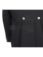 un cool manteau plein longueur steampunk pour hommes noir boutonné en chiffon de jazz