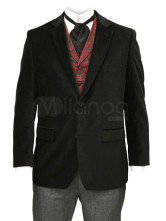 une cool veste steampunk pour hommes noir a revers a boutons seul sein du tissu jazz et velours