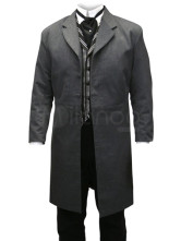 un cool long manteau pour homme gris anthracite en tissu jazz