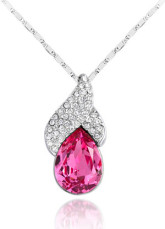 Cute Modern Red Alloy Swarovski Crystal Womens Necklace