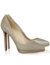 Elegant Beige Cloth 4 1/3'' High Heel Womens Fashion Shoes