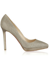 Elegant Beige Cloth 4 1/3'' High Heel Womens Fashion Shoes