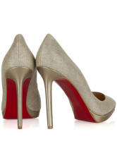 Elegant Beige Cloth 4 1/3'' High Heel Womens Fashion Shoes