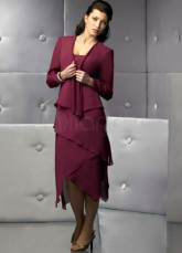Elegant Grape Chiffon Mother Of The Bride Dress