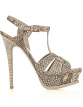 Sandales de style splendide de serpent et à talons hauts avec plate-forme en cuir de bœuf 