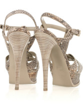 Sandales de style splendide de serpent et à talons hauts avec plate-forme en cuir de bœuf 