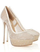 Gorgeous White Mesh 5 1/2'' Heel Platform Fashion Pumps