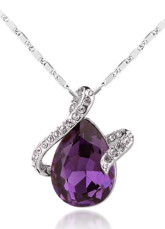 Hot Modern Purple Alloy Swarovski Crystal Womens Necklace