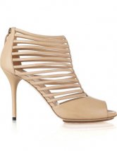 Sandales en couleur de chair à talons hauts en peau de mouton 