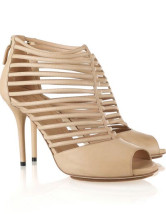 Sandales en couleur de chair à talons hauts en peau de mouton 