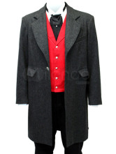 un populaire manteau long steampunk pour  hommes gris anthracite du chiffon de jazz à queue d'hirondelle