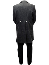 un populaire manteau long steampunk pour  hommes gris anthracite du chiffon de jazz à queue d'hirondelle