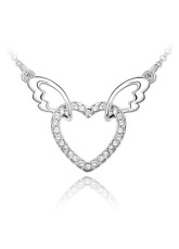 Silver Angel Heart Swarovski Alloy Womens Fashion Necklace