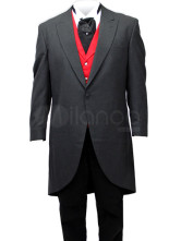 un manteau long steampunk long pour hommes  gris anthracite du chiffon jazz et a coin de coupe victorienne