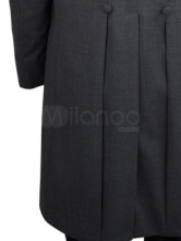un manteau long steampunk long pour hommes  gris anthracite du chiffon jazz et a coin de coupe victorienne
