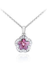 Unique Crimson Floral Swarovski Crystal Alloy Necklace For Ladies