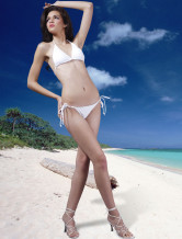 Attractive maillot de bain blanc Halter Deux pièces pour femmes