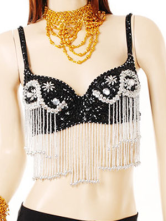 Nylon noir 85% 15% Spandex Soutien-gorge à long glands Belly Dance