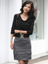 Blouse Chemise Demi Manches Velours Noire