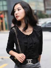 Blouse Chemise Demi Manches Velours Noire