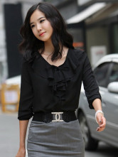 Blouse Chemise Demi Manches Velours Noire