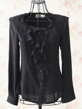Blouse Chemise Demi Manches Velours Noire