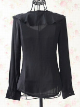 Blouse Chemise Demi Manches Velours Noire