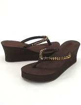 Chocolate 2 4/5'' Heel 1'' Platform Wedge EVA Womens Fashion Flip Flop