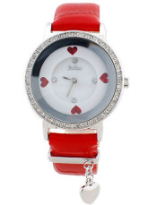 Cute Blanc Rouge Watch Strap cuivre en cuir pour dames