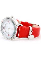 Cute Blanc Rouge Watch Strap cuivre en cuir pour dames