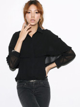 Préparation du lit habillé en mousseline de soie noire Collier Top Femmes