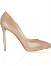 Elegant Beige Patent Leather 4 1/3'' High Heel Womens Fashion Pumps