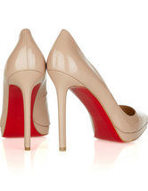 Elegant Beige Patent Leather 4 1/3'' High Heel Womens Fashion Pumps