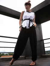 Blouse Chemise Sans Manche Col Rond Soie Réelle Blanche Elégante 