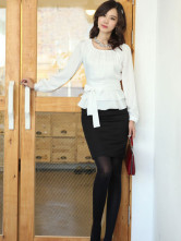 Blouse Chemise Dammes 35% Spandex 40% Fibre 25% Polyester Blanche Elégante