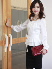 Blouse Chemise Dammes 35% Spandex 40% Fibre 25% Polyester Blanche Elégante
