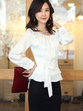 Blouse Chemise Dammes 35% Spandex 40% Fibre 25% Polyester Blanche Elégante