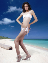 Fabuleux blanc deux pièces Halter Womens Swimsuit
