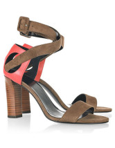 Fashionable Chocolate Cow Leather Suede Fabric 3 1/10'' High Heel Ankle-strap Womens Sandals
