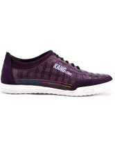 Fashionable Purple Cow Leather Plaid Pattern Lace-up Casual Shoes For Men