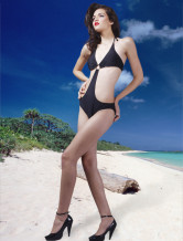 Glamour Black Triangle One-Piece Halter Womens Swimsuit