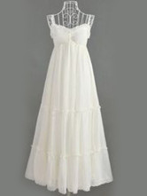 Modern Bohême spaghetti chiffon blanc Femmes robe Maxi sandbeach