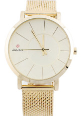 Modern Lumière Dorée étanche Watch rondes en acier inoxydable Bracelet pour les femmes