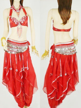 Nylon Rouge-gorge 85% 15% Spandex en mousseline de soie Pantalon costume de danse du ventre
