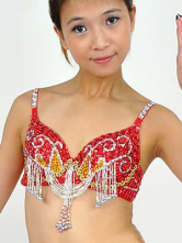 Nylon 85% Spandex Rouge 15% Colorful Bra Perles Belly Dance