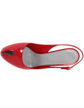 Escarpins rouges de 5 1/2'' avec plate-forme et dos de fronteau en PU