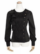 Sexy Black Lace manches Stretch Fils Puff Top Pull Femmes