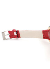 Stylish Blanc Rouge de cuivre Ladies Leather Strap Watch Oval